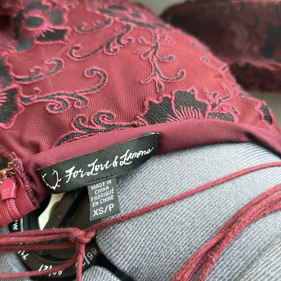 For Love and Lemons Jolene Lace Up Dress Burgundy - Picture 4 of 6